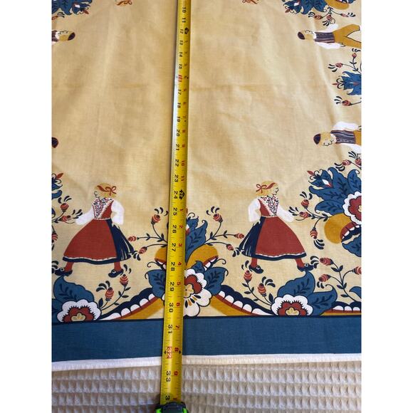 Dutch Boy & Girl Floral Print Blue & Ivory Square Card Table Cloth or Tapestry - Picture 3 of 7